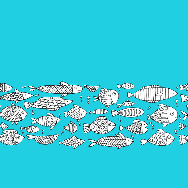 Sanat balık koleksiyonu, tasarımınız için kroki - Vektör, Görsel
