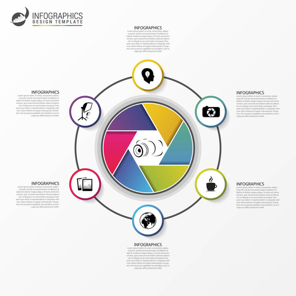 Infographics. Concept for photographers. 6 options. Vector - Vettoriali, immagini