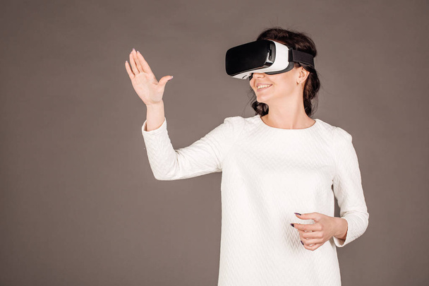 female with glasses of virtual reality  - Φωτογραφία, εικόνα