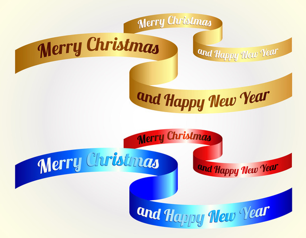 vektorové vánoční stuhy / zlatá, červená, modrá - Vektor, obrázek