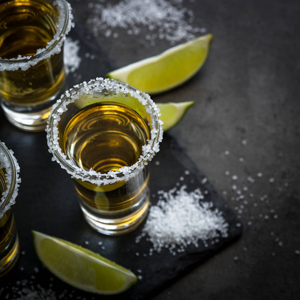 Tequila shot with lime and sea salt - Photo, Image