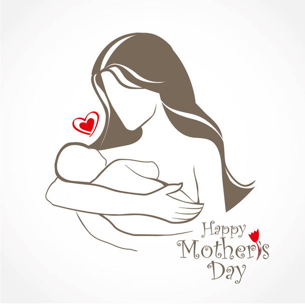 Mother and baby stylized vector symbol - Vector, Image