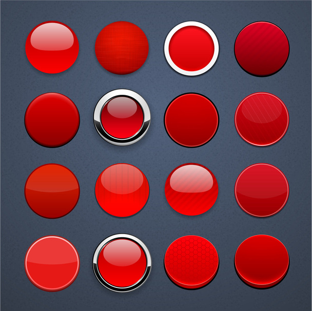 Red round high-detailed modern web buttons. - Vecteur, image