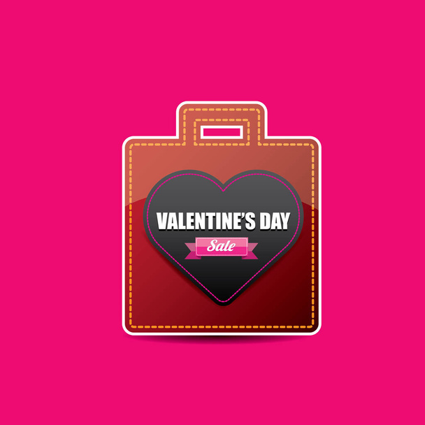 Valentines day heart sale tag isolated on pink - Vector, Imagen