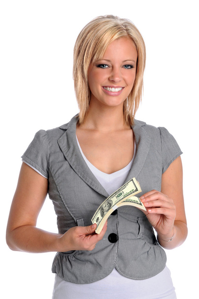 Young Woman Holding Money - Foto, immagini
