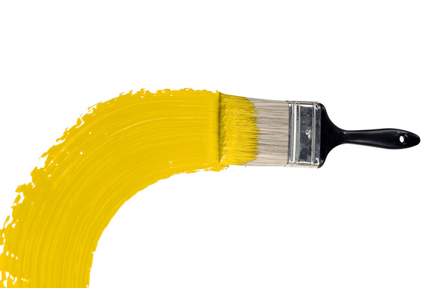 Brush With Yellow Paint - Valokuva, kuva