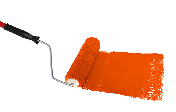 Roller With Orange Paint - Photo, Image