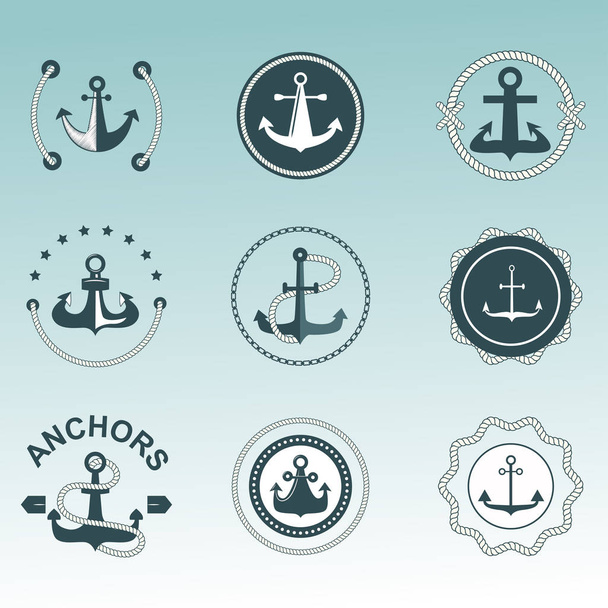 Anker nautical symbolen vector badges. - Vector, afbeelding