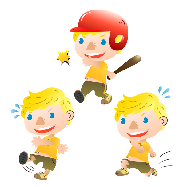 χαριτωμένο ξανθό αγόρι αθλητικές - Διάνυσμα, εικόνα