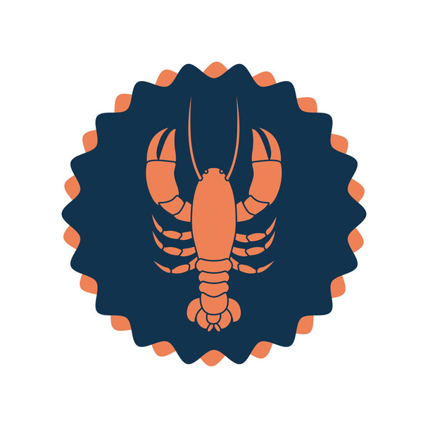 stamp border with silhouette lobster - Vector, Image