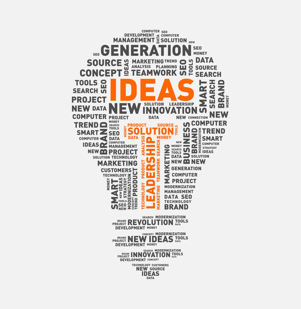 Vector word cloud of ideas light bulb - Vector, Image