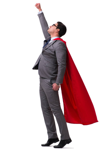 Superhrdina podnikatel izolovaný na bílém - Fotografie, Obrázek