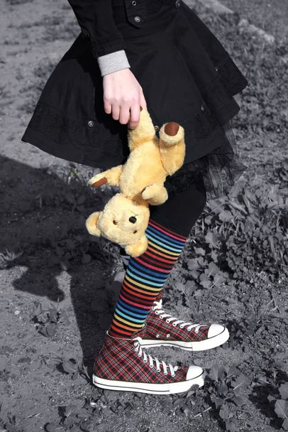Girl with teddy bear - Foto, Imagen