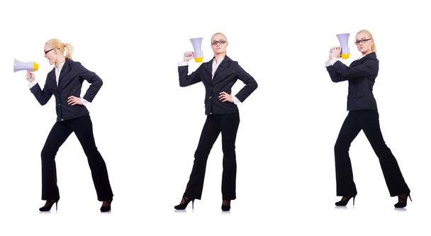 Donna donna d'affari con altoparlante bianco
 - Foto, immagini