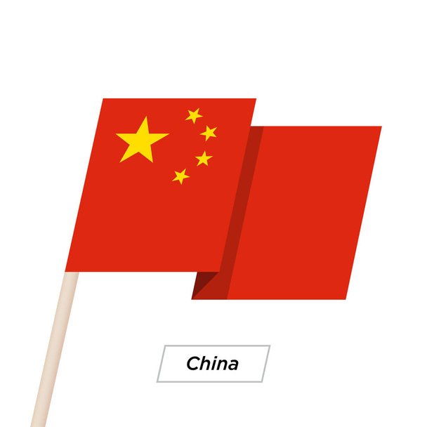 China Ribbon Waving Flag Isolated on White. Vector Illustration. - Vector, Imagen