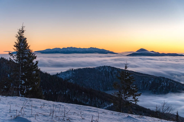 Bella alba in inverno Piccole montagne Fatra sopra clo basso
 - Foto, immagini