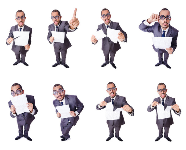 Funny businessman isolated on the white - Foto, afbeelding