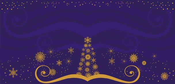 Postcard with xmas tree from snowflakes - Vector, Image
