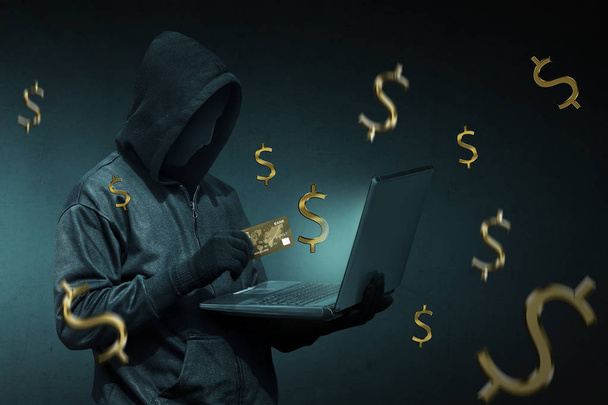 hacker holding laptop   - Photo, Image