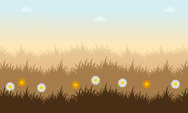 Landscape of spring with grass and flower - Vektor, Bild