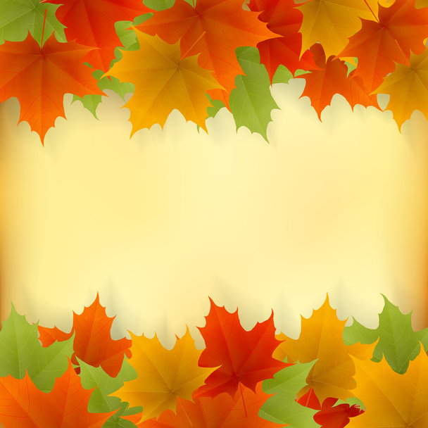 abstrakter goldener Herbstrahmen aus Ahornblättern - Vektor, Bild