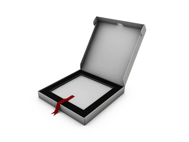 3d Illustrazione di scatola vuota realistica con una sezione per il prodotto, bianca isolata
 - Foto, immagini