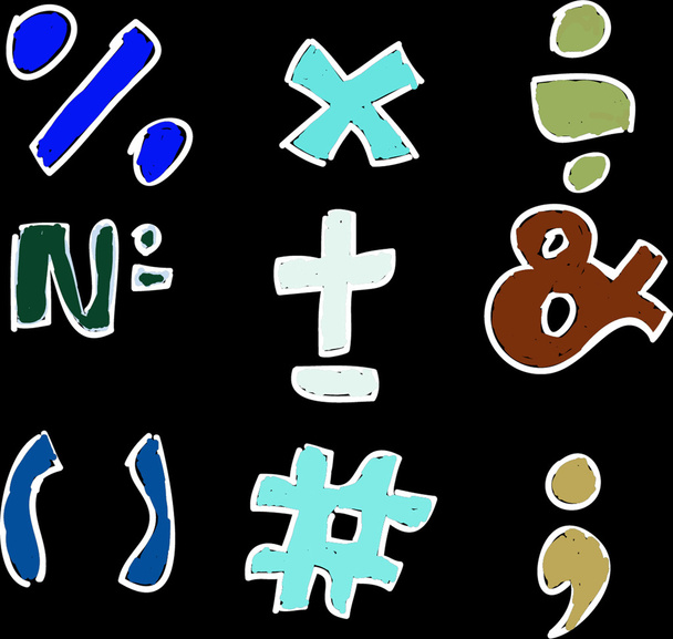 Colored mathematics symbols - 写真・画像