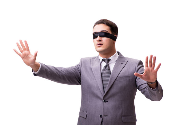 Blindfolded businessman isolated on white - Photo, Image