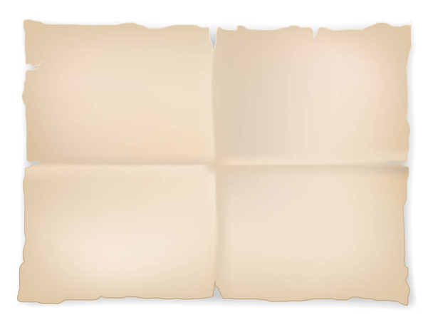 Beyaz arka plan üzerinde buruşuk eski kağıt levha - Vektör, Görsel