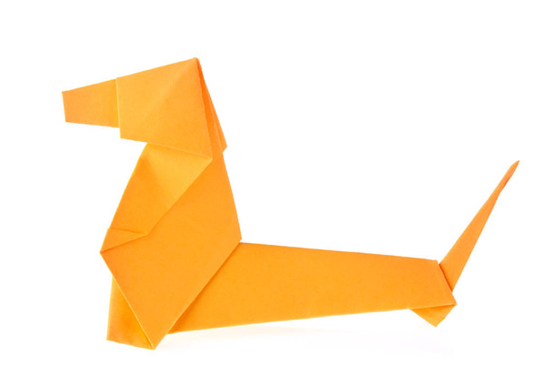 Orange Dachshund dog of origami - Photo, Image