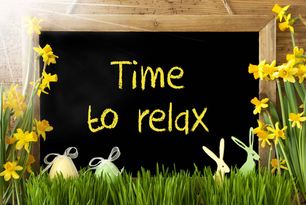 Sunny Narcissus, Easter Egg, Bunny, Text Time To Relax - Photo, Image
