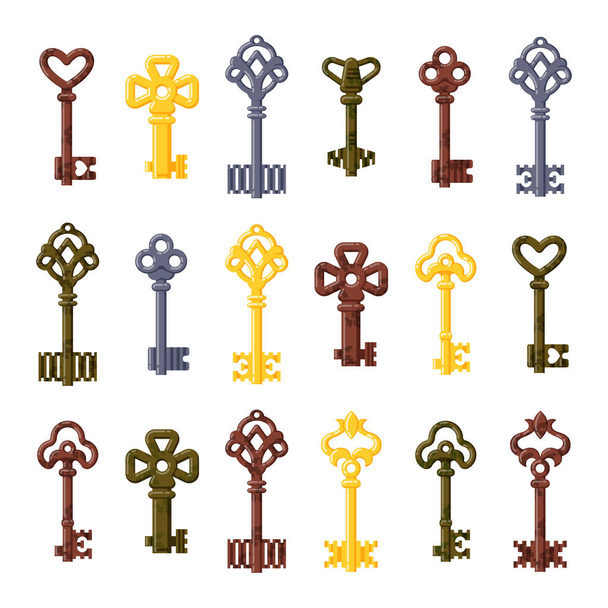 Vintage key vector isolated icon. - Vector, afbeelding
