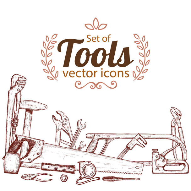 Conjunto de herramientas de reparación iconos
 - Vector, Imagen