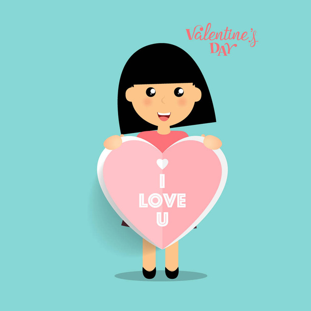 Día de San Valentín diseño de fondo con linda chica. Vector ilustra
 - Vector, Imagen