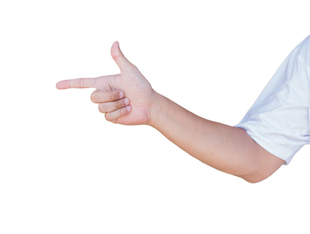 Hand showing  pointing  gesture with clipping path - Foto, Imagem