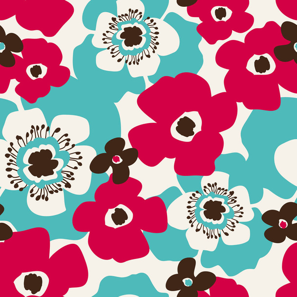 seamless pattern with hand drawn flowers - Vector, Imagen