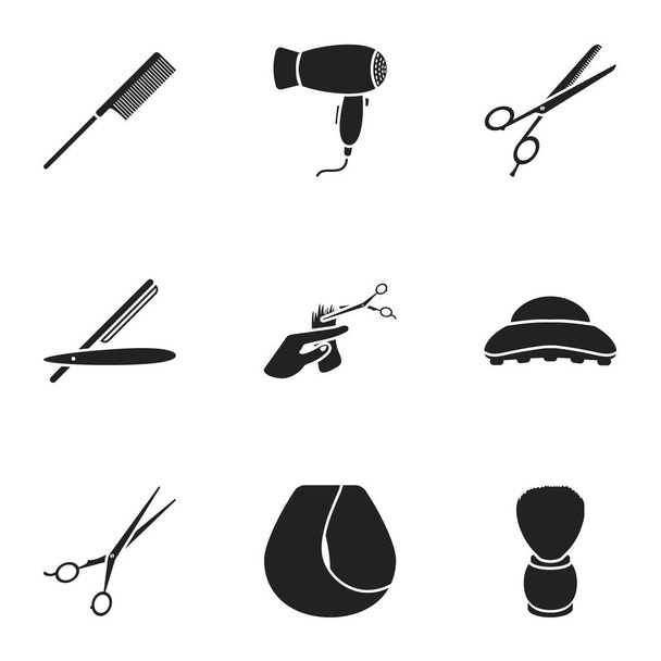 Hairdresser set icons in black style. Big collection of hairdresser vector symbol stock illustration - Вектор,изображение