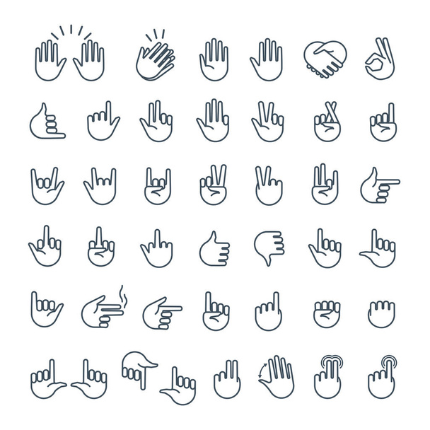 Ikona linii gest dłoni w nowoczesnym stylu geometrycznego z linii konstrukcyjnych - Wektor, obraz