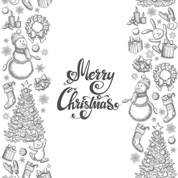 Vertical seamless borders with Christmas icons - Vector, Image