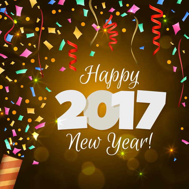 Greeting New Year 2017 yellow background - Vector, Image