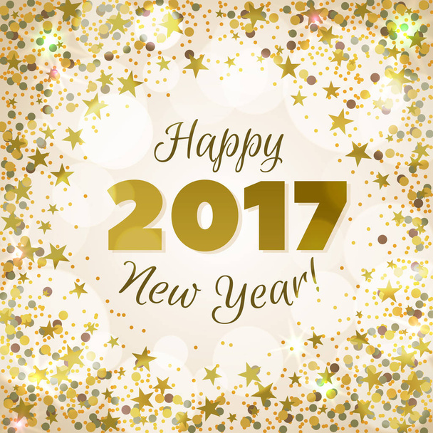 Greeting New Year 2017 golden background - Vector, Image