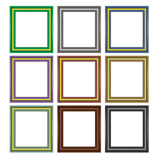 Set of Colorful Wooden Frames - Vector, Image