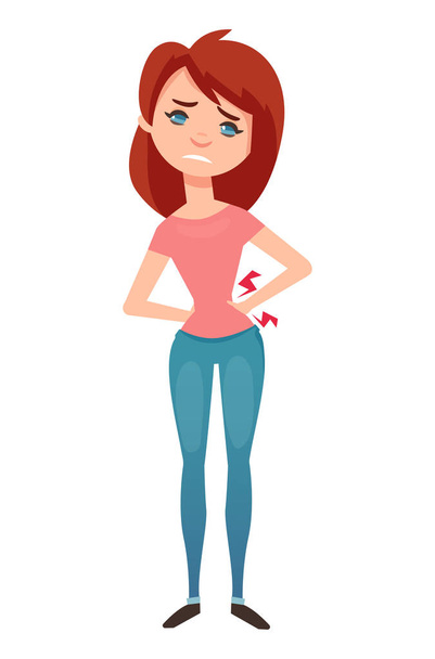 Woman with pain in back - Vector, imagen