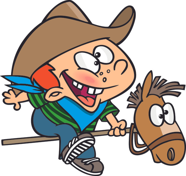 Cowboy niño de dibujos animados
 - Vector, imagen