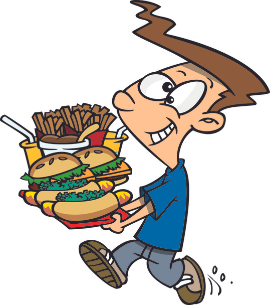 Cartoon Hungry Boy - Vector, Image