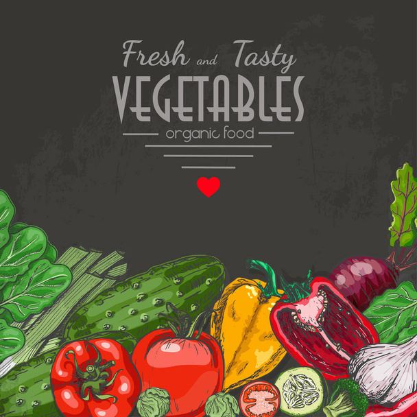 Background with colored vegetables - Vektor, Bild