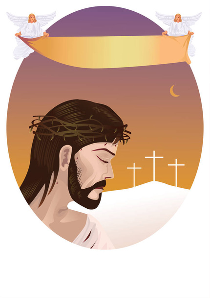 Иисус Христос с пространством для текста
  - Вектор,изображение