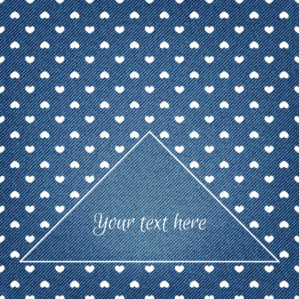 Denim background with hearts pattern. Place for your text. - Διάνυσμα, εικόνα