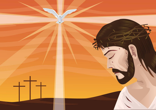 Иисус Христос с пространством для текста
  - Вектор,изображение
