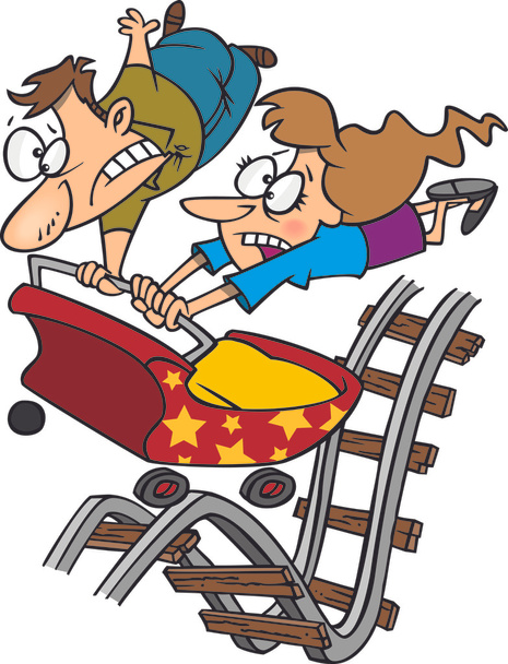 Cartoon Parenthood Rollercoaster - Vector, Image